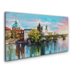 COLORAY.SK Obraz canvas Mesto rieka most obloha 140x70 cm