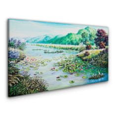 COLORAY.SK Obraz canvas Rieka kvety kvety kopca 140x70 cm