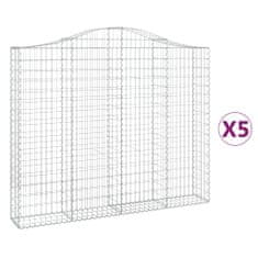 Vidaxl Oblúkové gabiónové koše 5ks 200x30x160/180cm pozinkované železo