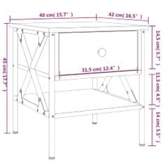 Petromila vidaXL Nočné stolíky 2 ks dymový dub 40x42x45 cm kompozitné drevo