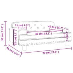 Vidaxl Detská pohovka tmavosivá 70x45x30 cm zamat