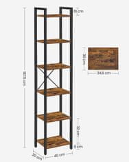 Songmics Knihovna Vasagle Porat 187,5 cm hnědá