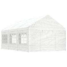 Vidaxl Altánok so strechou, biely 6,69x4,08x3,22 m, polyetylén