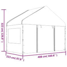 Petromila vidaXL Altánok so strechou, biely 4,46x4,08x3,22 m, polyetylén