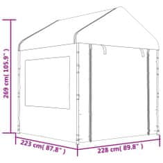 Vidaxl Altánok so strechou, biely 15,61x2,28x2,69 m, polyetylén