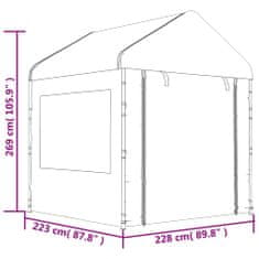 Vidaxl Altánok so strechou, biely 11,15x2,28x2,69 m, polyetylén