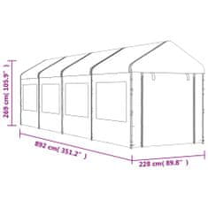 Petromila vidaXL Altánok so strechou, biely 8,92x2,28x2,69 m, polyetylén