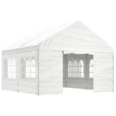 Vidaxl Altánok so strechou, biely 4,46x4,08x3,22 m, polyetylén