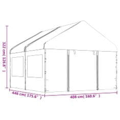 Vidaxl Altánok so strechou, biely 4,46x4,08x3,22 m, polyetylén