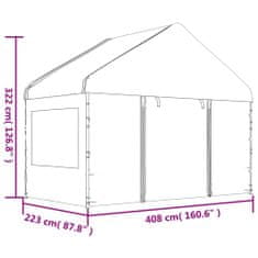 Vidaxl Altánok so strechou, biely 13,38x4,08x3,22 m, polyetylén