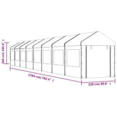 Vidaxl Altánok so strechou, biely 17,84x2,28x2,69 m, polyetylén