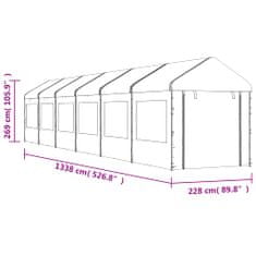 Petromila vidaXL Altánok so strechou, biely 13,38x2,28x2,69 m, polyetylén