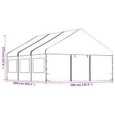 Vidaxl Altánok so strechou, biely 6,69x5,88x3,75 m, polyetylén