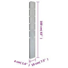 Vidaxl Záhradné plotové stĺpiky 10 ks strieborné 160 cm pozinkov. oceľ