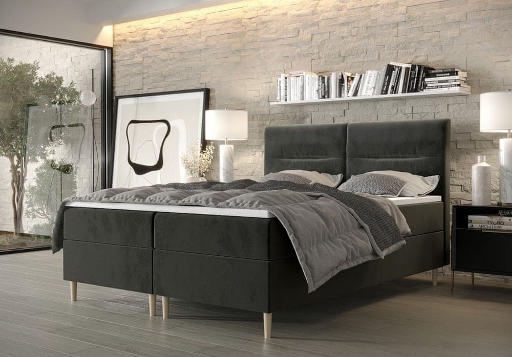 Veneti Boxspringová posteľ s úložným priestorom HENNI COMFORT - 140x200, popolavá