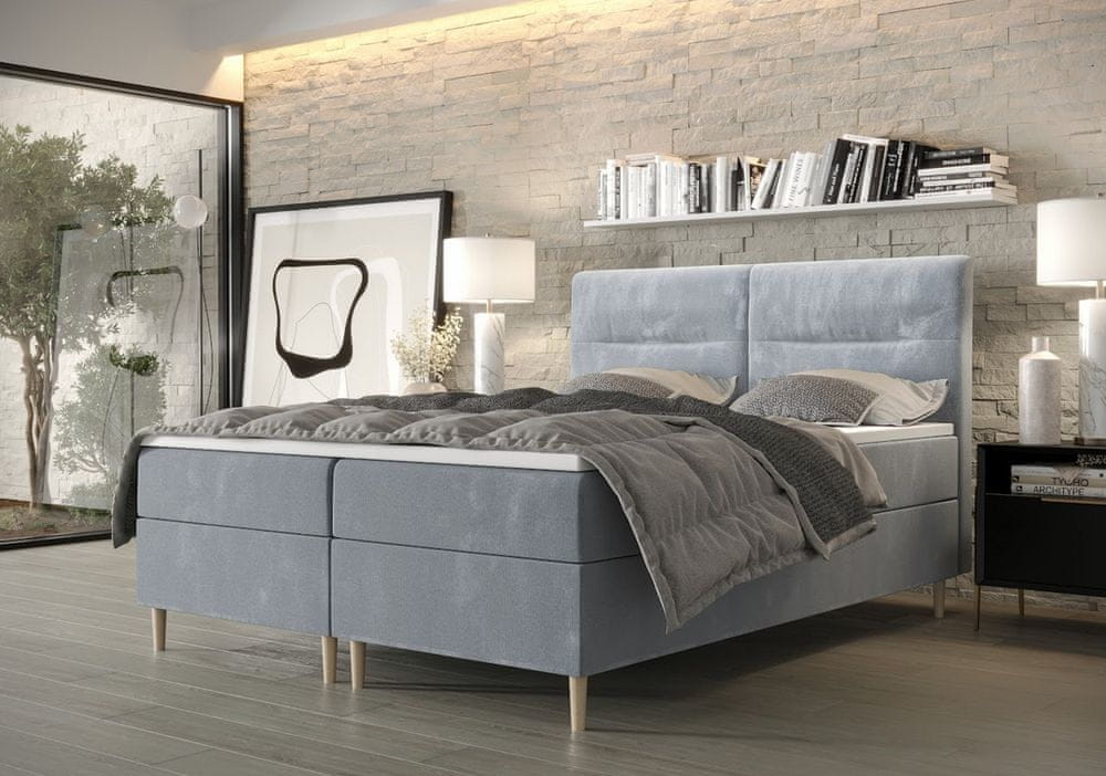 Veneti Boxspringová posteľ s úložným priestorom HENNI COMFORT - 160x200, modrá