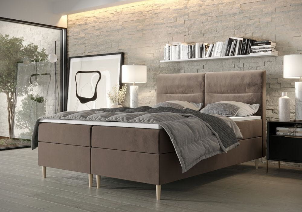 Veneti Boxspringová posteľ s úložným priestorom HENNI COMFORT - 180x200, mliečna čokoláda