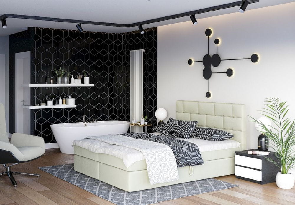 Veneti Boxspringová posteľ s úložným priestorom WALLY COMFORT - 140x200, béžová