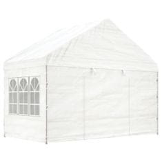 Vidaxl Altánok so strechou, biely 6,69x4,08x3,22 m, polyetylén