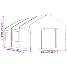 Vidaxl Altánok so strechou, biely 6,69x4,08x3,22 m, polyetylén