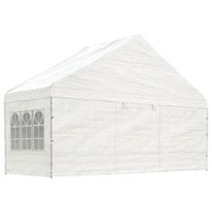 Vidaxl Altánok so strechou, biely 11,15x5,88x3,75 m, polyetylén