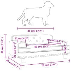 Vidaxl Posteľ pre psa sivá 70x45x30 cm umelá koža