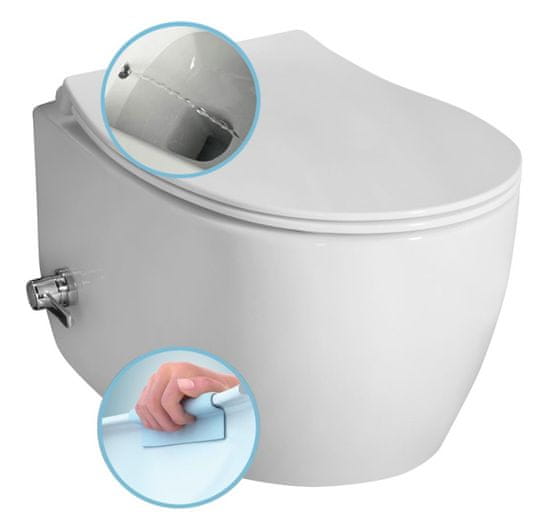 ISVEA SENTIMENTI závesná WC misa, Rimless, bidet. spŕška, 36x51 cm, biela 10ARS1010 - Isvea