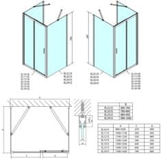 POLYSAN EASY LINE trojstenný sprchovací kút 1000x1000mm, L/P variant, číre sklo EL1015EL3415EL3415 - Polysan