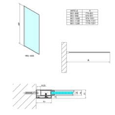 POLYSAN MODULAR SHOWER BLACK jednodielna zástena pevná na inštaláciu na stenu, 1100 mm MS1-110B - Polysan