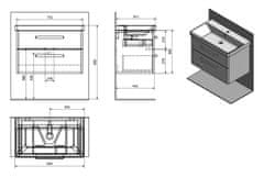 SAPHO THEIA umývadlová skrinka 75,6x50x44,2cm, 2xzásuvka, biela (TH080) TH080-3030 - Sapho