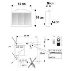 AQUALINE RANO galerka 59x51x16cm, 2x12W, biela plast 541302 - Aqualine