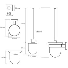 SAPHO X-SQUARE WC kefa nástenná, chróm (132113012) XQ301 - Sapho