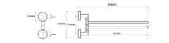 SAPHO X-ROUND dvojitý držiak na uteráky otočný 450mm, chróm (104204102) XR403 - Sapho
