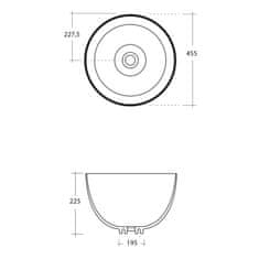 SAPHO DOME keramické umývadlo 44,5x27x44,5 cm, na dosku, bez prepadu WH030 - Sapho