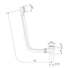 POLYSAN Vaňová súprava s bovdenom, dĺžka 775mm, zátka 72mm, čierna mat 71681B - Polysan