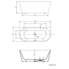 AQUALINE TAJO voľne stojaca vaňa, 170x80 cm, biela E1980 - Aqualine