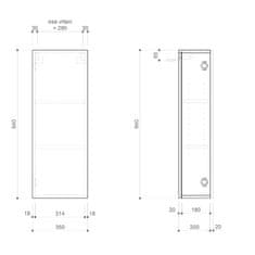 SAPHO ESPACE skrinka 35x94x22cm, 1x dvierka, ľavá/pravá, brest bardini ESC110-1313 - Sapho