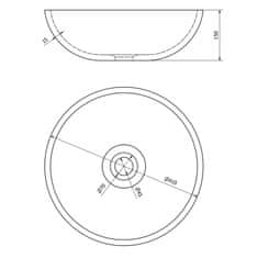 SAPHO PRIORI keramické umývadlo, priemer 41 cm, 15 cm, sivá so vzorom PI024 - Sapho