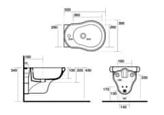 SAPHO RETRO bidet závesný 38x34x52cm 102601 - Sapho