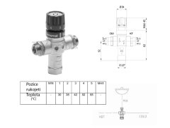 SAPHO Termostatický zmiešavač, 1/2&#39;, 30-60 stupňov, spätné klapky TMT12MPM - Sapho