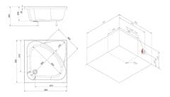SAPHO CARMEN hlboká sprchová vanička, štvorec 90x90x30cm, biela 29611 - Sapho