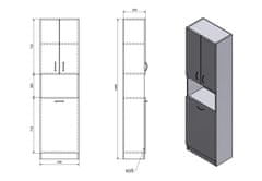 AQUALINE SIMPLEX ECO vysoká skrinka s košom 50x180x30cm SIME510 - Aqualine