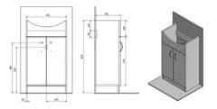 AQUALINE SIMPLEX ECO 50 umývadlová skrinka vrátane umývadla 47x83,5x29 cm SIME500 - Aqualine