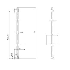 SAPHO Posuvný držiak sprchy s mydelničkou, 810mm, chróm 1206-06 - Sapho