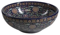 SAPHO PRIORI keramické umývadlo, priemer 40,5 cm, 15,5 cm, fialová s ornamentami PI022 - Sapho