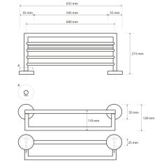 SAPHO X-STEEL polička na uteráky s hrazdou, brúsená nerez (104205075) XS406 - Sapho