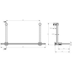 SAPHO Závesná sklenená polička na sprchovú zástenu 400x180x125mm, chróm 1301-15 - Sapho