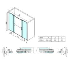 SAPHO DRAGON sprchové dvere 1700mm, číre sklo GD4870 - Sapho