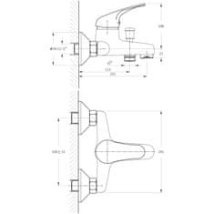 Bruckner HOFFER nástenná vaňová batéria, rozteč 150mm, chróm 424.010.1 - Bruckner