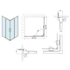 SAPHO LUCIS LINE štvorcová sprchová zástena 900x900mm, číre sklo DL1615 - Sapho